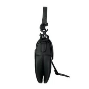 Christian Dior Saddle Bag Handbag Black Leather